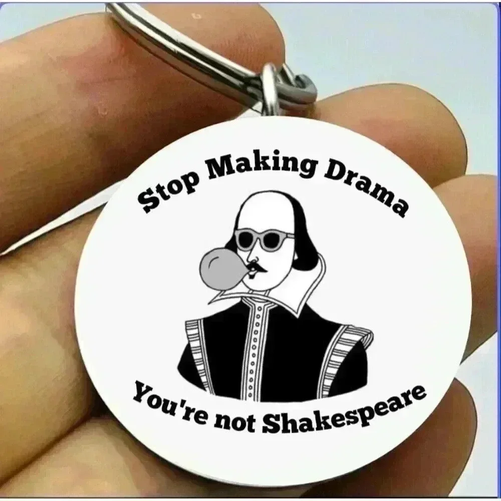 Drama King Writer Shakespeare Wear Sunglasses Blow Gum Hot Funny Keychain